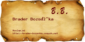 Brader Bozsóka névjegykártya
